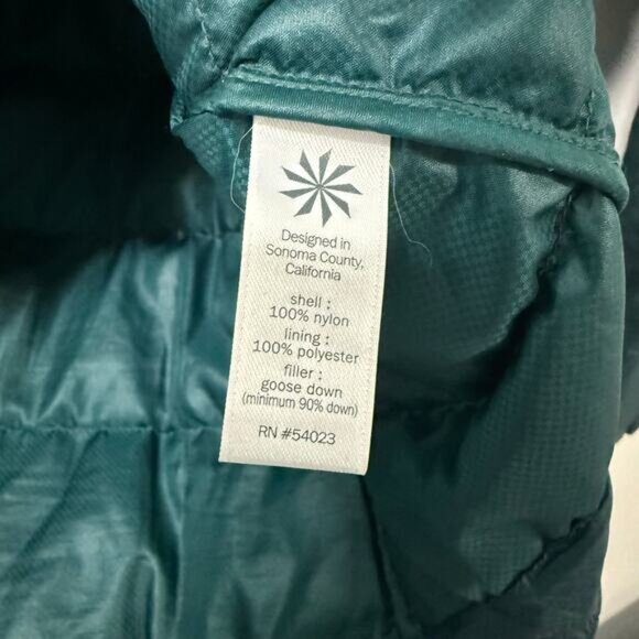 Athleta Women's Down With It Jacket Coat Hooded Puffer Quilted Teal Medium - Picture 7 of 9